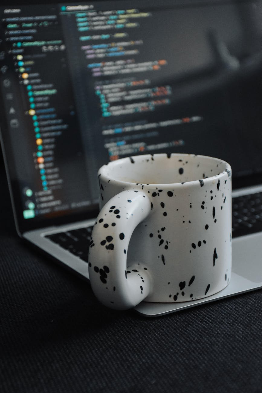 cozy coding workspace with coffee mug
